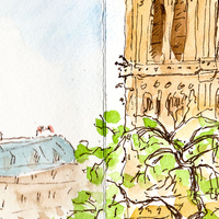 travel sketch of Notre-Dame