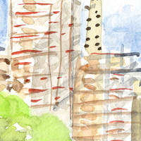 watercolor sketch of Notre-Dame