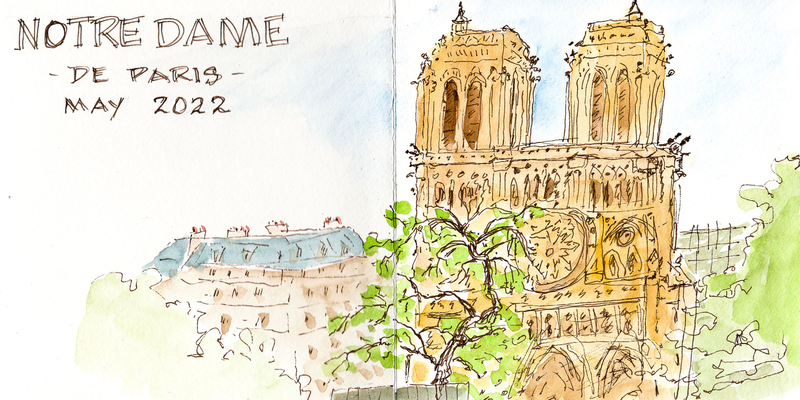 travel sketch of Notre-Dame