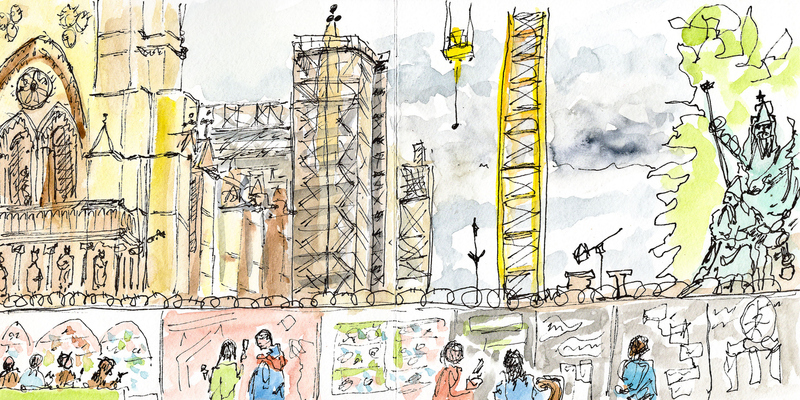 travel sketch of Notre-Dame