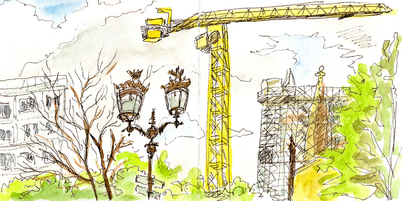 travel sketch of Notre-Dame