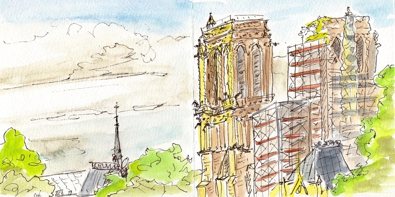 travel sketch of Notre-Dame